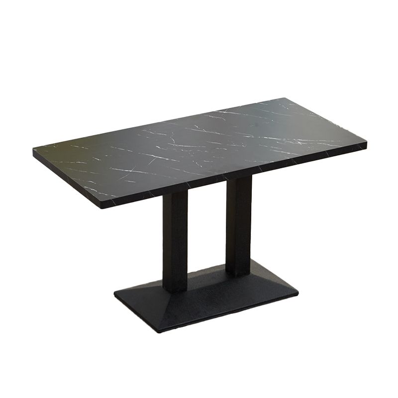 Modern Manufactured Wood Top Black Metal Pedestal Dining Table