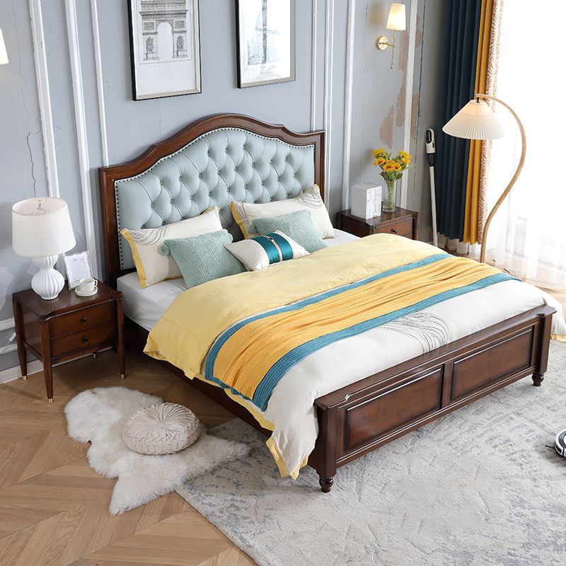 Brown Traditional Panel Bed with Storage Upholstered Headboard Bed, 59.05" High