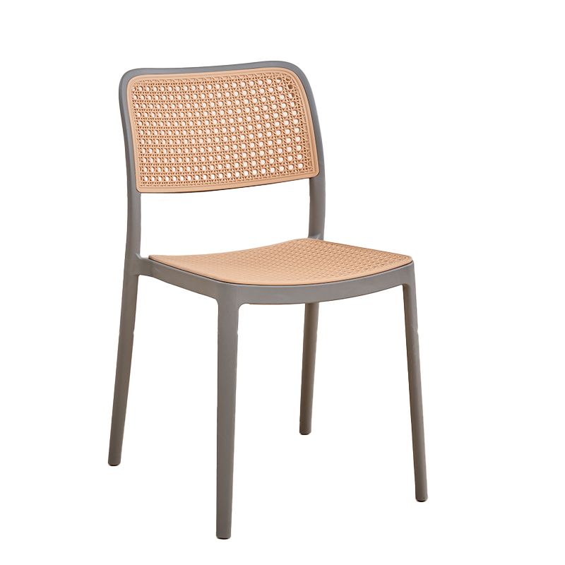 Plastic Patio Dining Side Chair Indoor Armless Open Back Chair