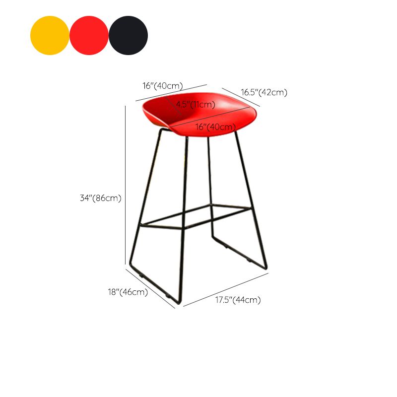 Modern Backrest Armless Counter Stool Metal High Stool with Plastic Cushion