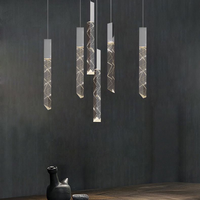 Lineare hängende Leuchten moderner einfacher, facettierter Kristalldecke Anhänger für das Restaurant
