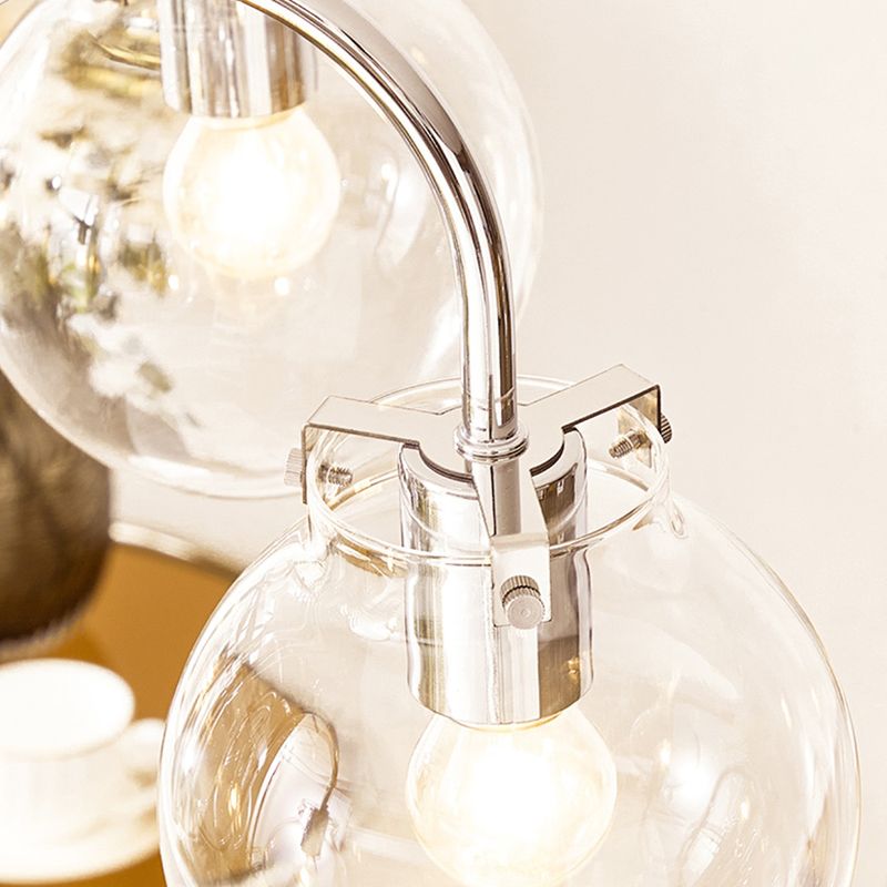 Modern Silver Ceiling Hung Fixture Global Clear Glass Down Lighting Pendant