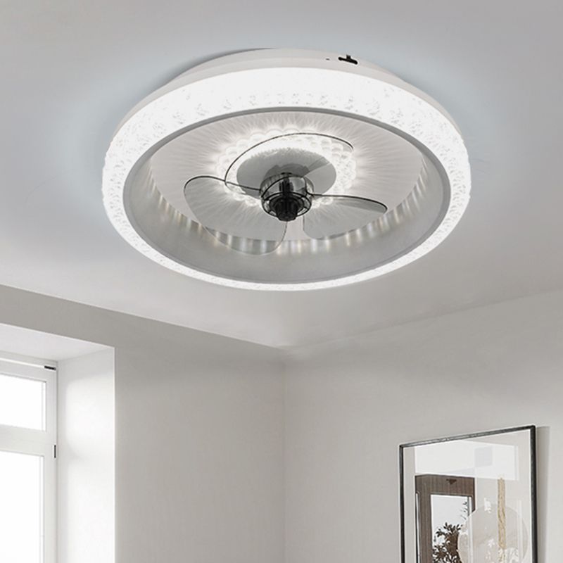 19,5 "breit runde LED-Semi-Flush-Leicht-Makryl-Esszimmer 3-Blatt Deckenventilator, Fernbedienung