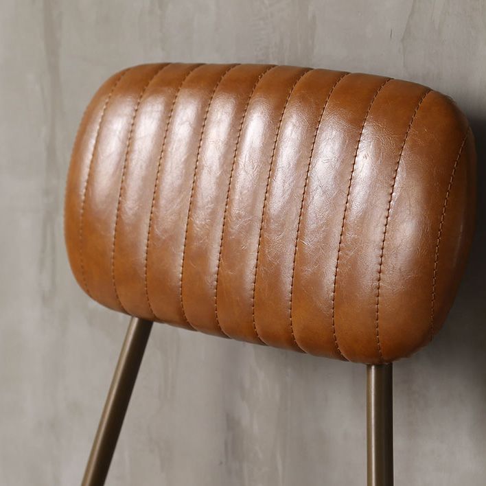 Industrial Metal Barstool Faux Leather Footrest Low Back Counter Stool with Iorn 4 Legs