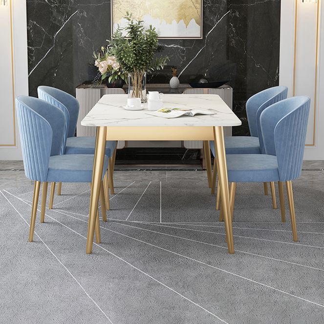 Contemporary Rectangle Shape Standard Dining Set Sintered Stone Kitchen Dining Set in White