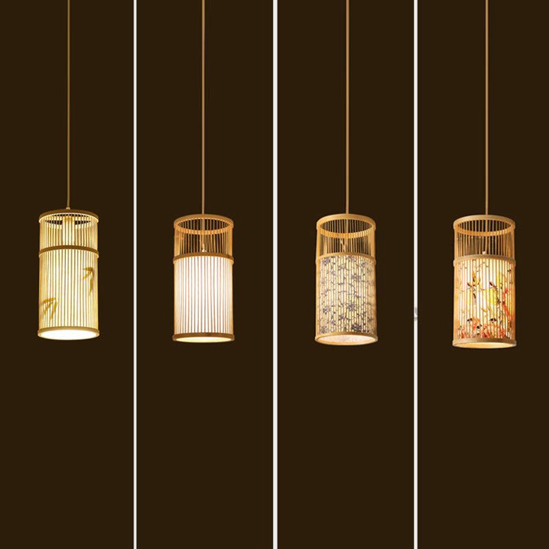 Moderne esthetiek cilindrische suspensie licht houten single-bulb gang hanglamp met hanglamp