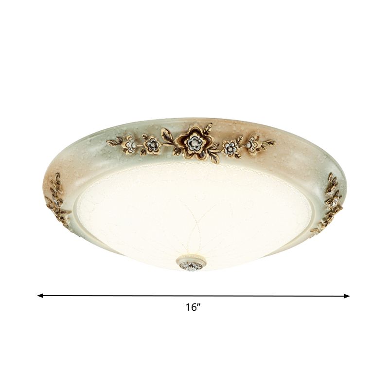 13"/16"/19.5" W Dome Milky Glass Flush Mount Traditional Style LED Corridor Ceiling Light Fixture in White-Brown, Warm/White Light