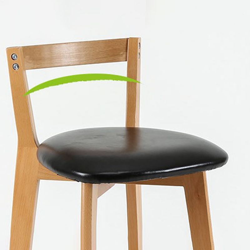 Contemporary Brown Wood Stool Faux Leather Furniture Low Back with 4 Legs