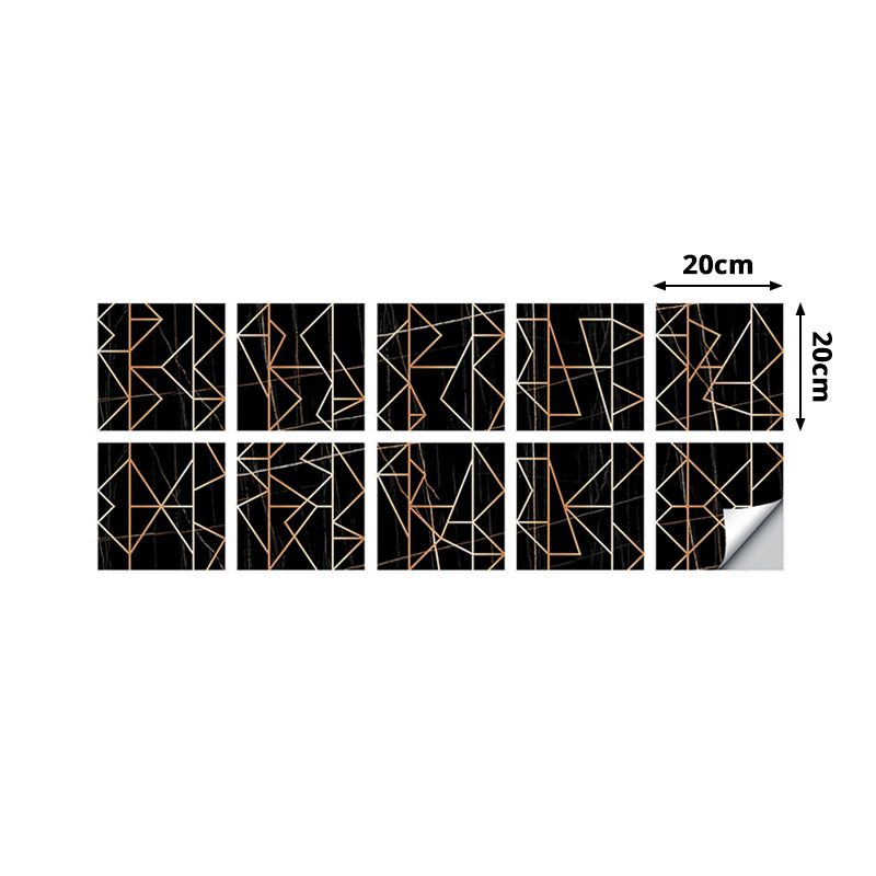 Black Marble Wallpaper Panels Geometric Line Pattern Modern Stick On Wall Art for Home
