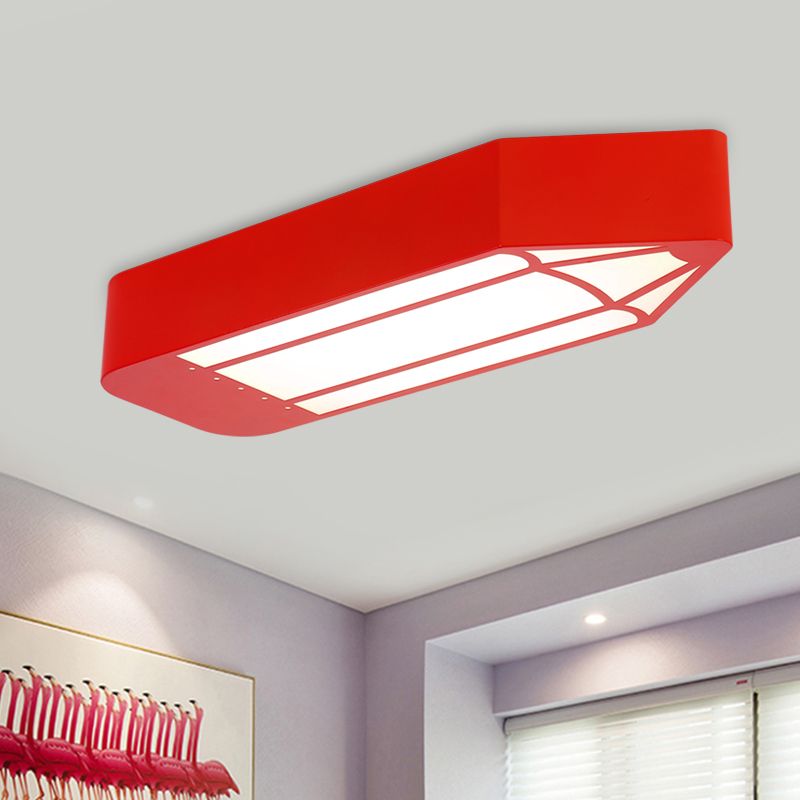 Red/Blue/Green Pencil LED Flush Light Kids Style Metal Flush Mounted Ceiling Light for Nursery School