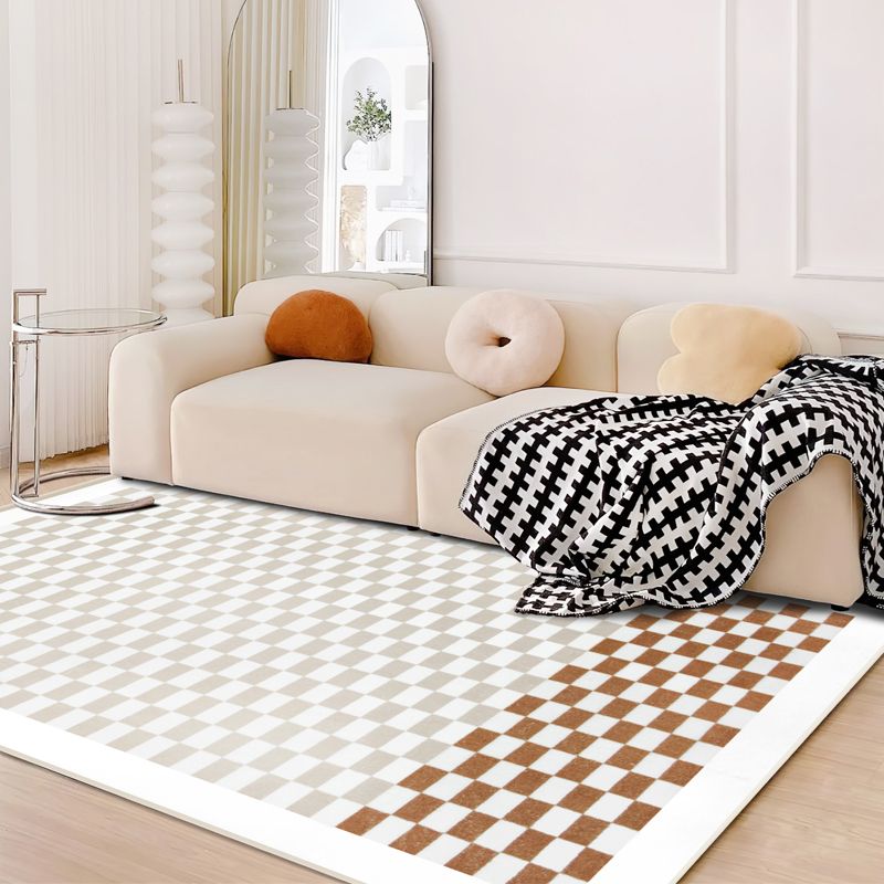 Brown Modern Carpet Polyester Geometric Pattern Area Rug Stain Resistant Rug for Drawing Room