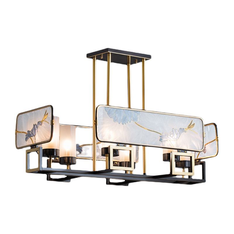 Modern Style Cylindrical Shape Island Lights Glass Pendant Lights in Gold