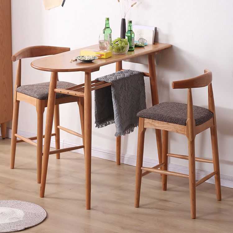 Modern Style Bar-stool Wooden Bar Stool with Wood Legs for Home