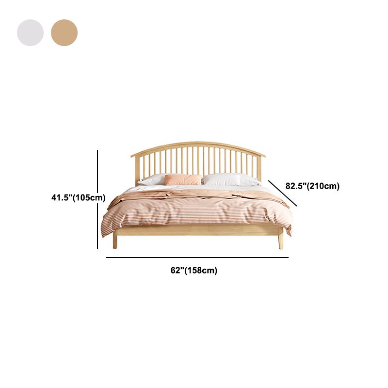 Scandinavian Slat Solid Wood with Headboard Mattress Included Arched Slat Bed