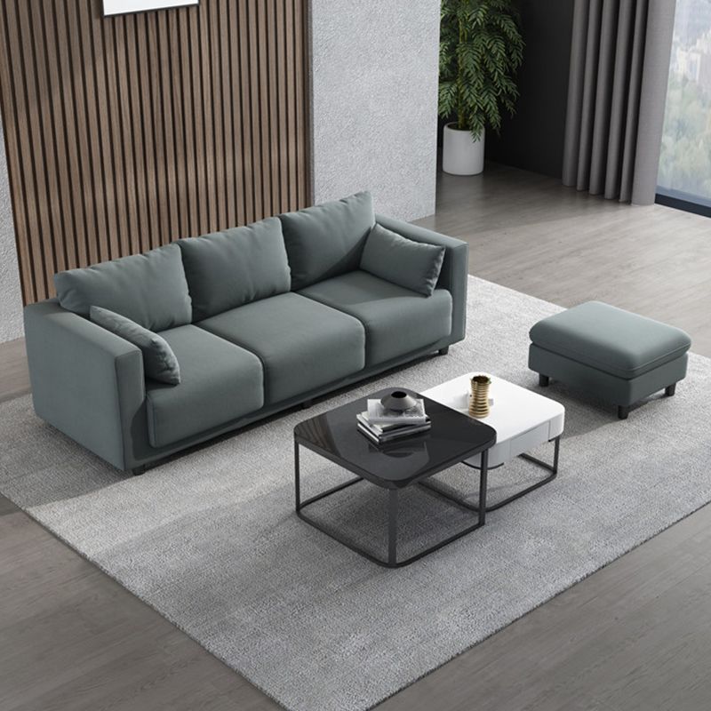 Contemporary Tuxedo Arm Standard Sofa with Bolster Pillows for Living Room, Apartment