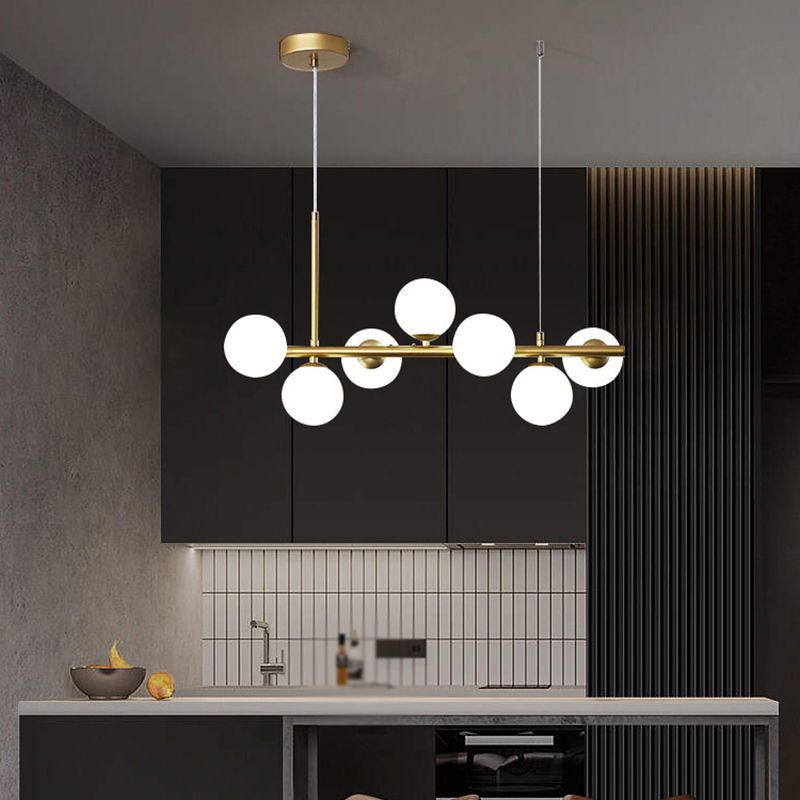 Ball Shape Glass Island Chandelier Modern Style Multi Lights Island Ceiling Light
