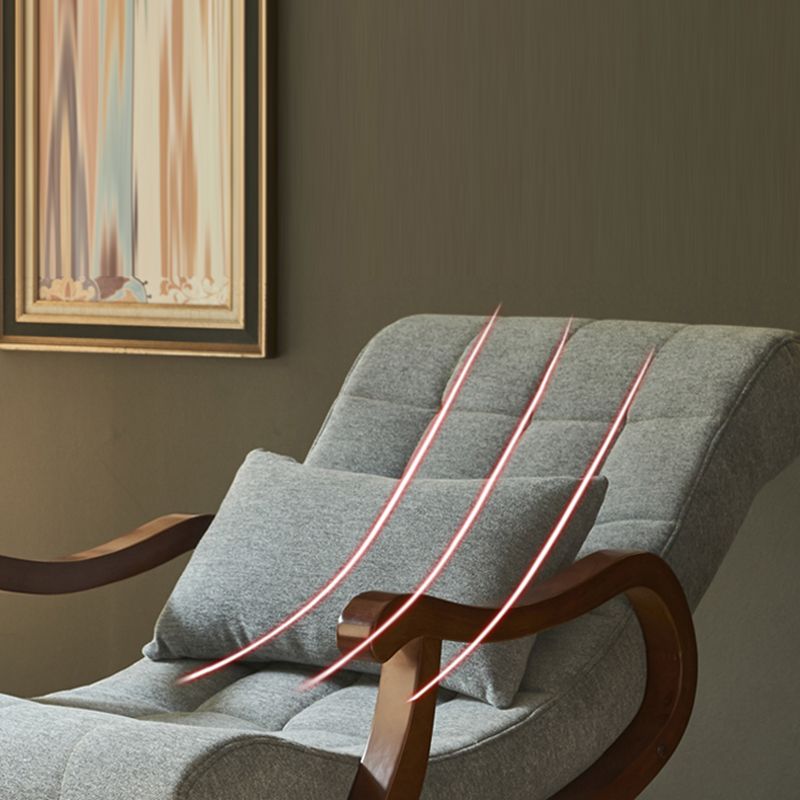 Mid-Century Modern Rocking Chair Fabric Upholstered Tufted Solid Color Porch Rocking Chair