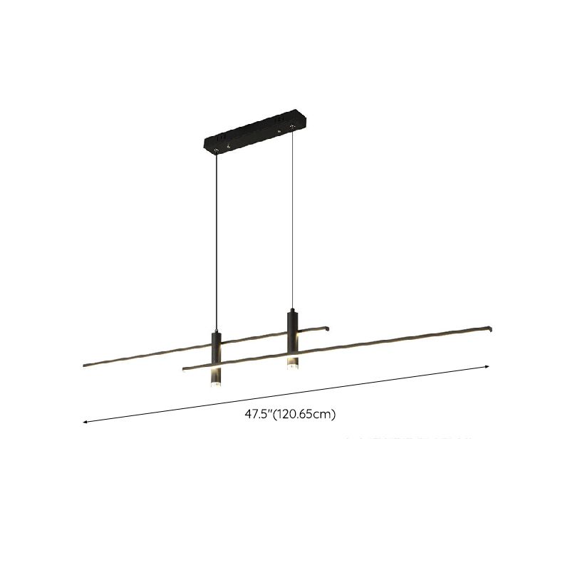 Linear Hanging Island Lights Modern Metal Chandelier Light Fixture for Dining Room