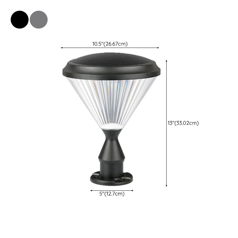 Contemporary Pillar Light with Cone Shaped Shade for Courtyard