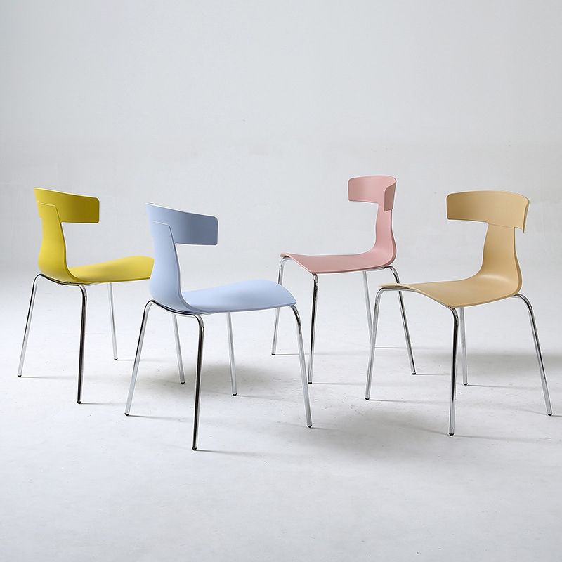 Contemporary Style Metal Chair Set Slat Back Side Kitchen Dining Chair