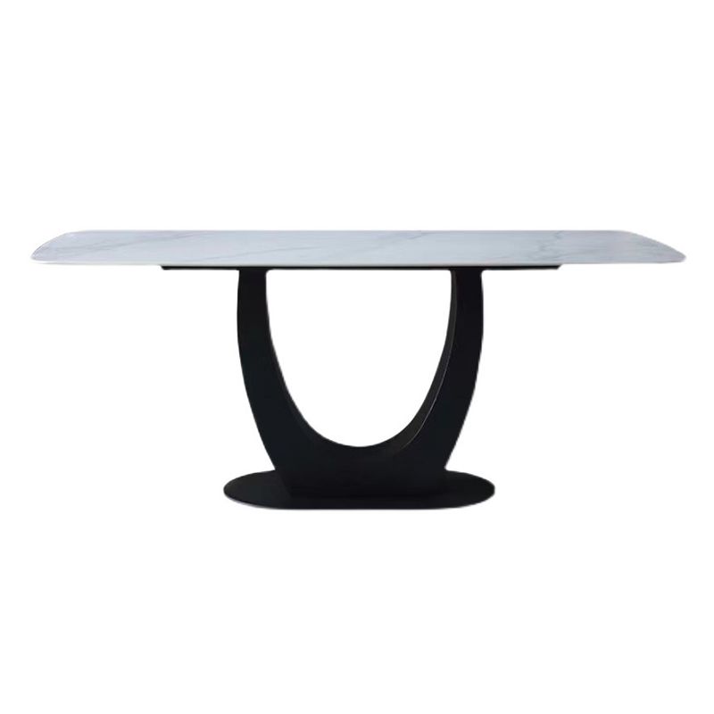 Industrial Rectangle Dining Table Sintered Stone Table with Metal Leg for Home