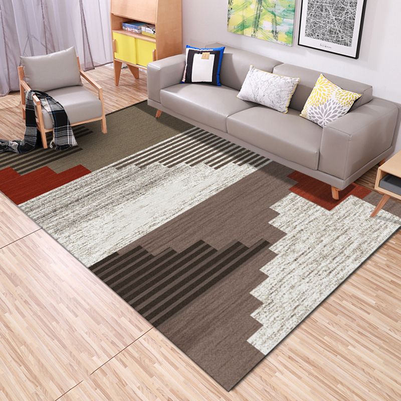 Classic Multi Color Geo Rug Polyster Glam Area Rug Non-Slip Backing Pet Friendly Carpet for Parlor