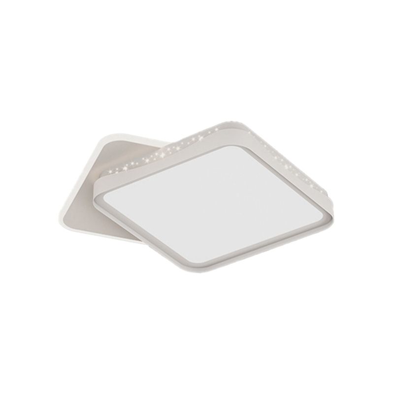 Modern LED Flush Mount Metal Geometric Shape Ceiling Light with Acrylic Shade for Bedroom