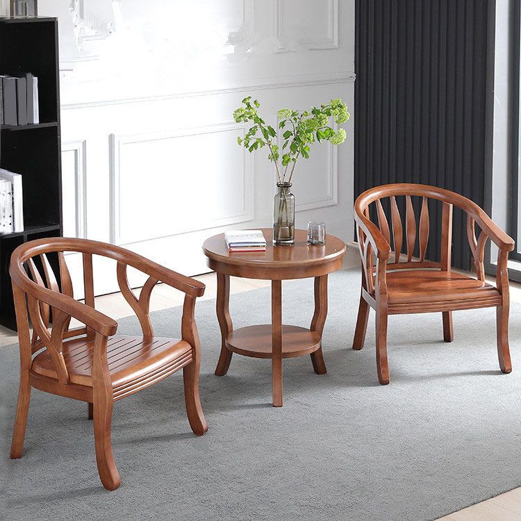 Traditional Dining Arm Chair Matte Finish Solid Wood Windsor Guest Chair with Four Legs