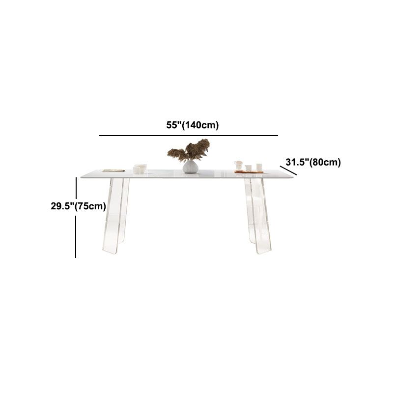 Modern 1/2/5/6 Pieces Acrylic Dining Table Set with White Sintered Stone Top Dinette Set