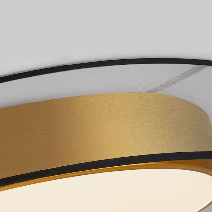 Interior LED Flush - Mount in Black and Gold Finish Round Iron & Plastic Ceiling Flush