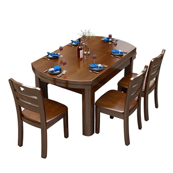 Modern Round Dining Table Solid Wood Drop-Leaf Dining Table for Dining Room