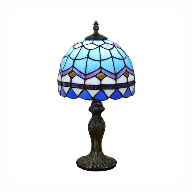 1 Licht 6 "/8" W gewölbte Tischlampe Barockstil Buntglas Schlafzimmer Tischbeleuchtung in Blau/Braun