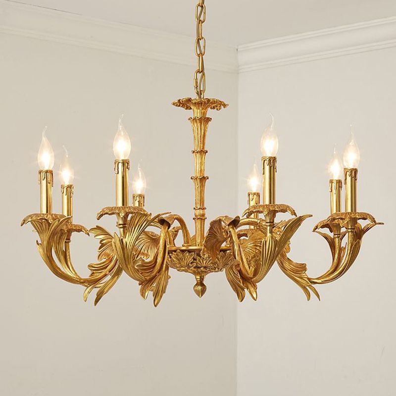 Swooping Arm Metal Chandelier Light Fixtures Antique Living Room Suspended Lighting Fixture