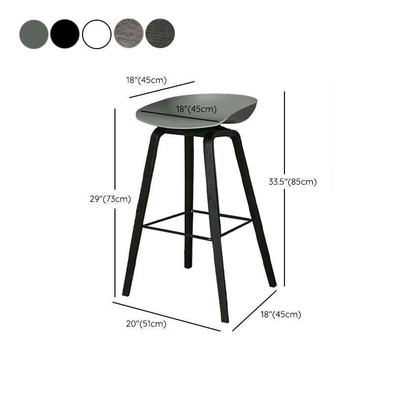 Contemporary Plastic Bucket Bar Stool with Beech Solid Wood Base