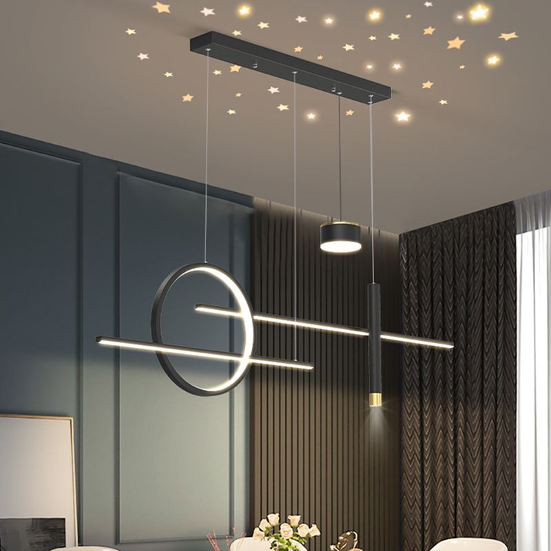 Contemporary Style Linear Island Lighting Metal 5 Light Island Pendant Lights