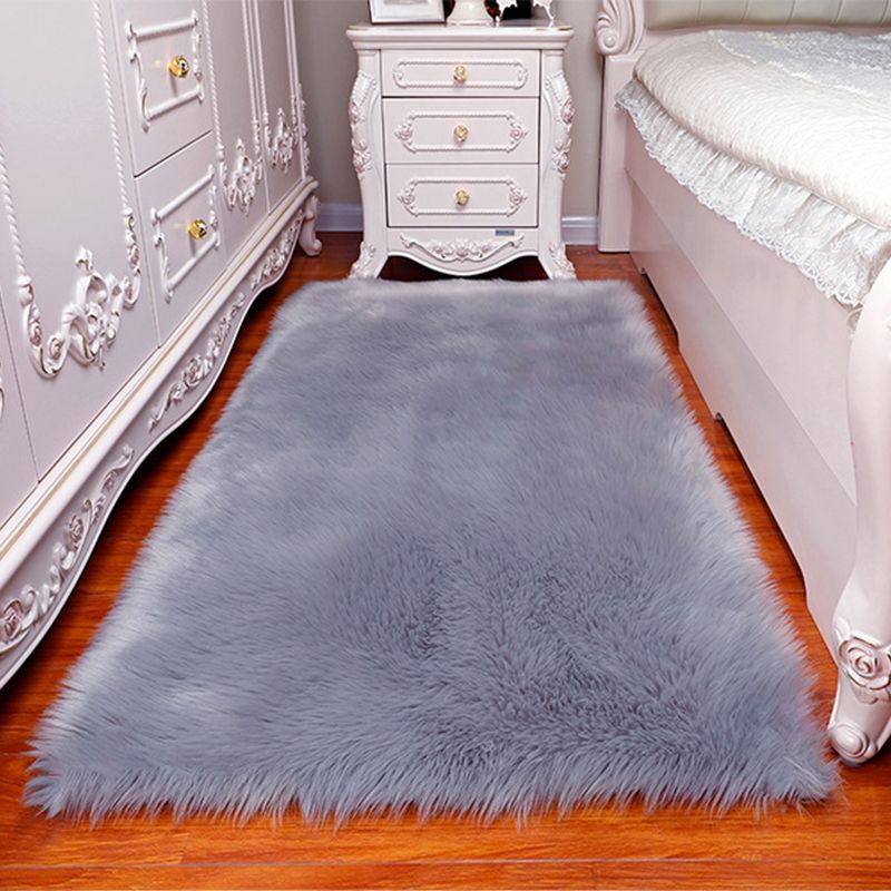 Tapis de chambre à coucher scandinave tapis nature multicolore Faux laine lavable sans glissement.