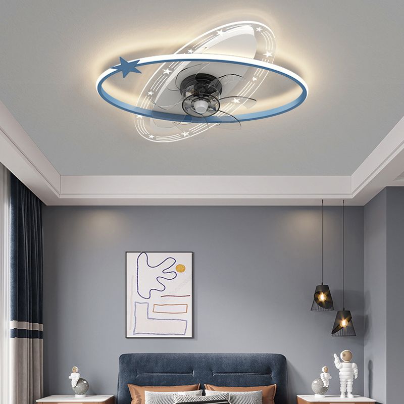 7-Blade Ceiling Fan Children Pink/Blue Fan with Light for Restaurant