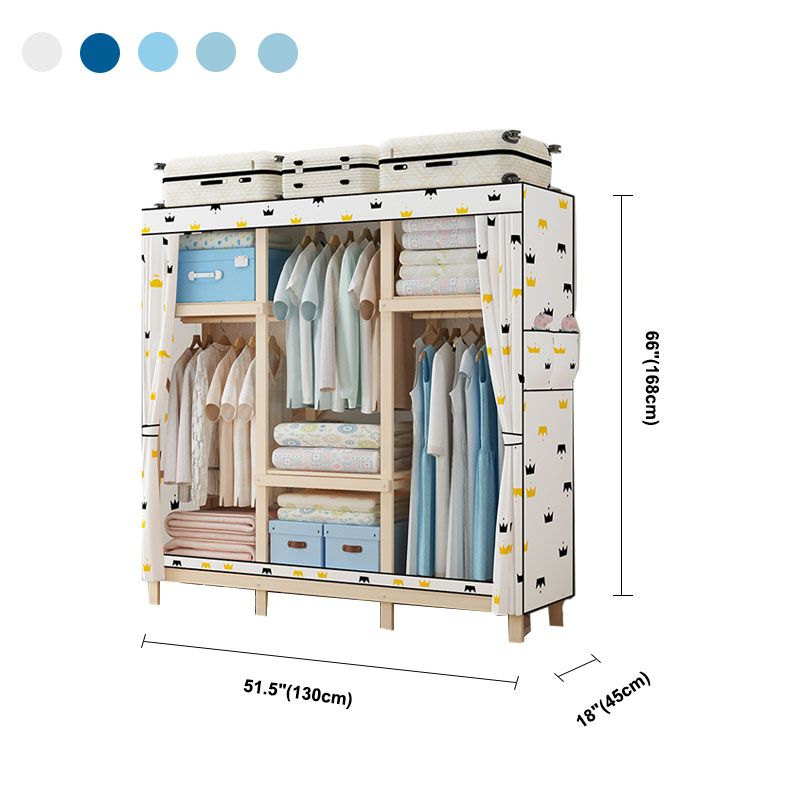 Contemporary Wardrobe Armoire Wood Frame Armoire with Garment Rod for Home