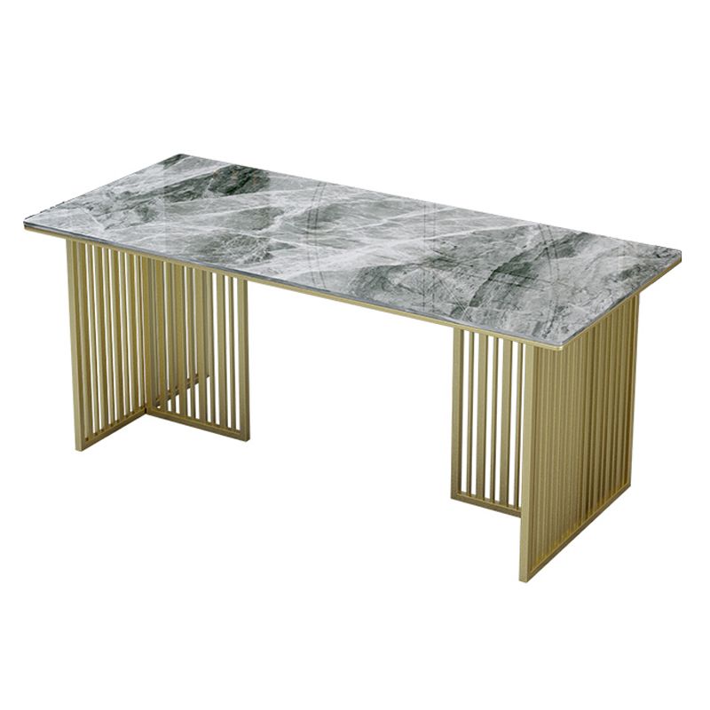 Mesa de comedor de piedra sinterizada de lujo Mesa de interior rectángulo con base de pedestal doble