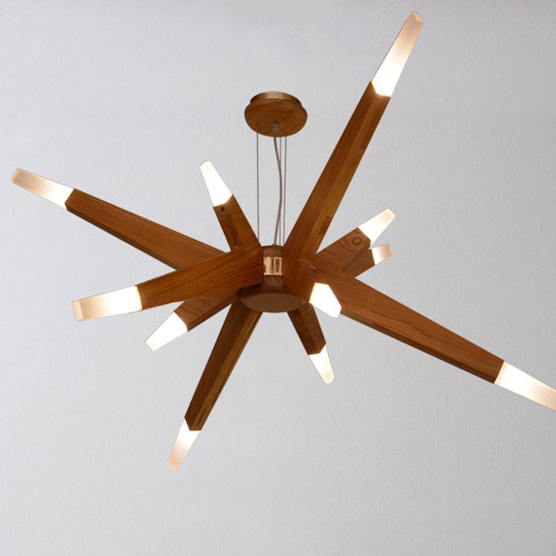 Bürge geformte Kronleuchterbeleuchtung nordisches Holz 12-Kopf-Schlafzimmer hängende Leuchte