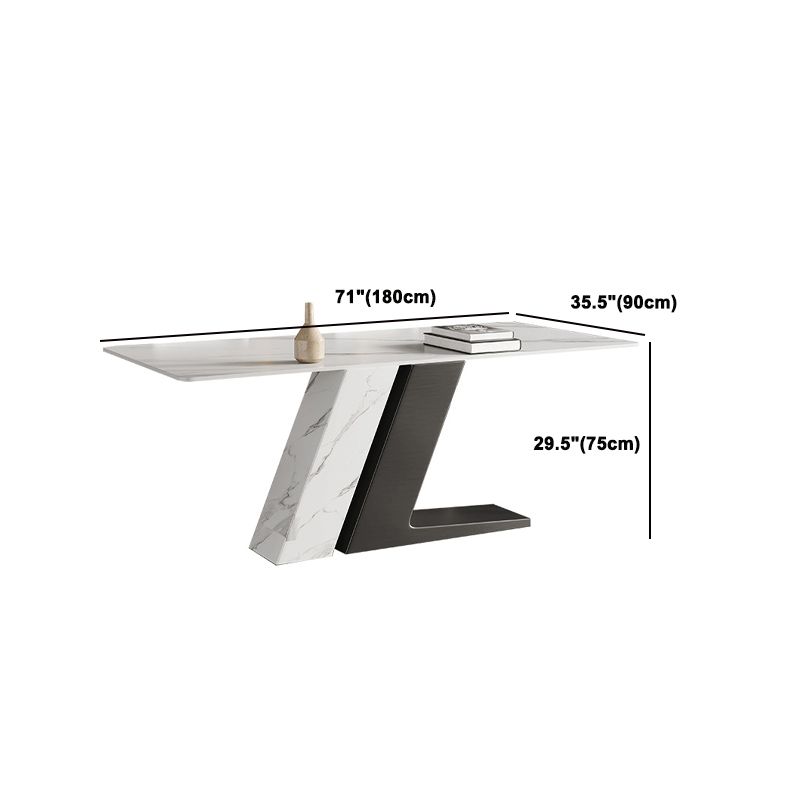 Modern Sintered Stone Top Dining Set Rectangle 1/2/5/7 Pieces Dinette Table Set in White