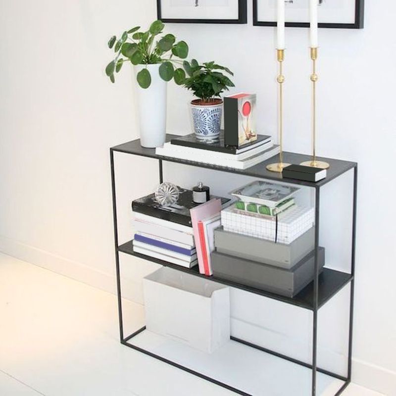 Modern Console Accent Table Antique Finish Console Sofa Table with Shelf