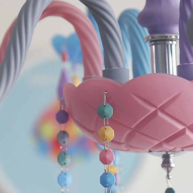 Lustre en macaron multi-tête contemporain luminaires de pendentif en verre métallique pour chambre à coucher pour la chambre à coucher