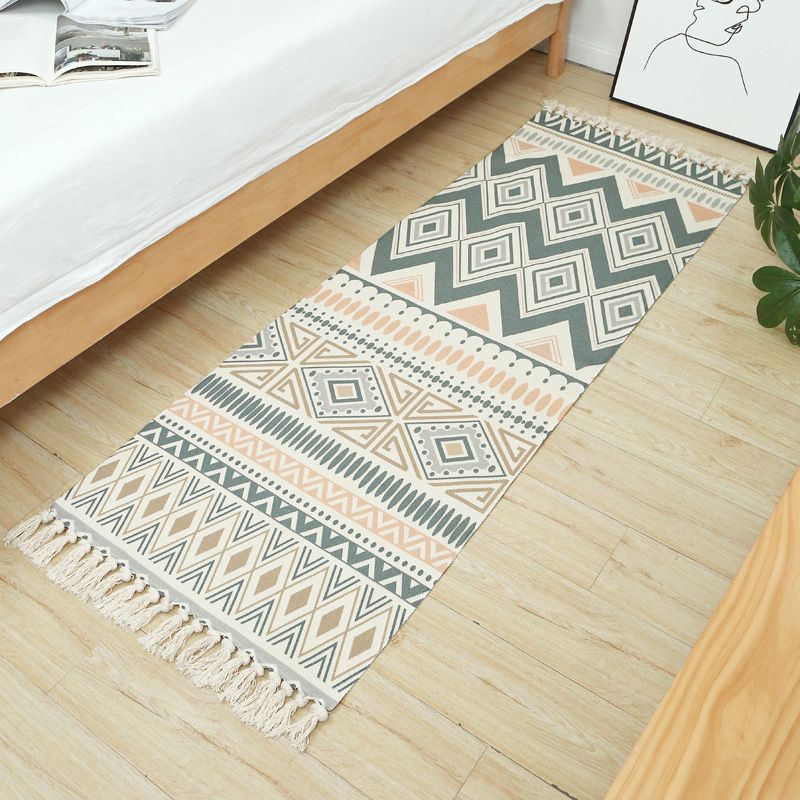 Mehrfarbiger Vintage-Rug-Teppich-Baumwoll-Mischung Stammes gemustertes Fläche Teppich waschbarer fleckresistenter Teppich mit Quasten für Raum