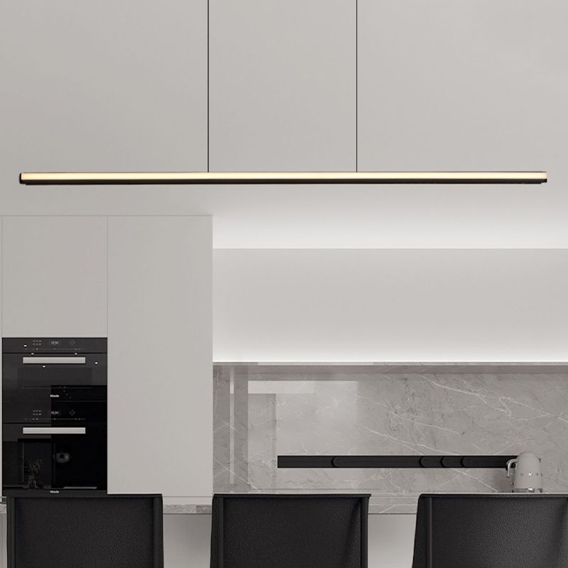 Modern LED Hanging Light Linear Metal Island Light Fixture for Dining Room
