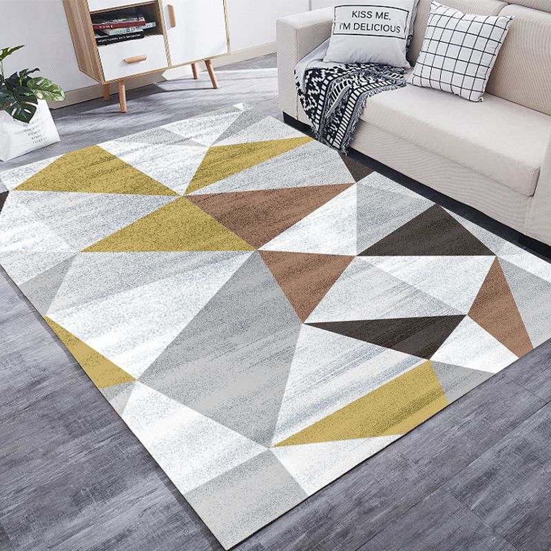White Waves Rug Polyester Simple Rug Non-Slip Backing Rug for Drawing Room