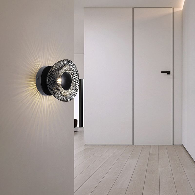 Contemporary Wall Lamp Black Metal Sconce Lighting for Bedroom