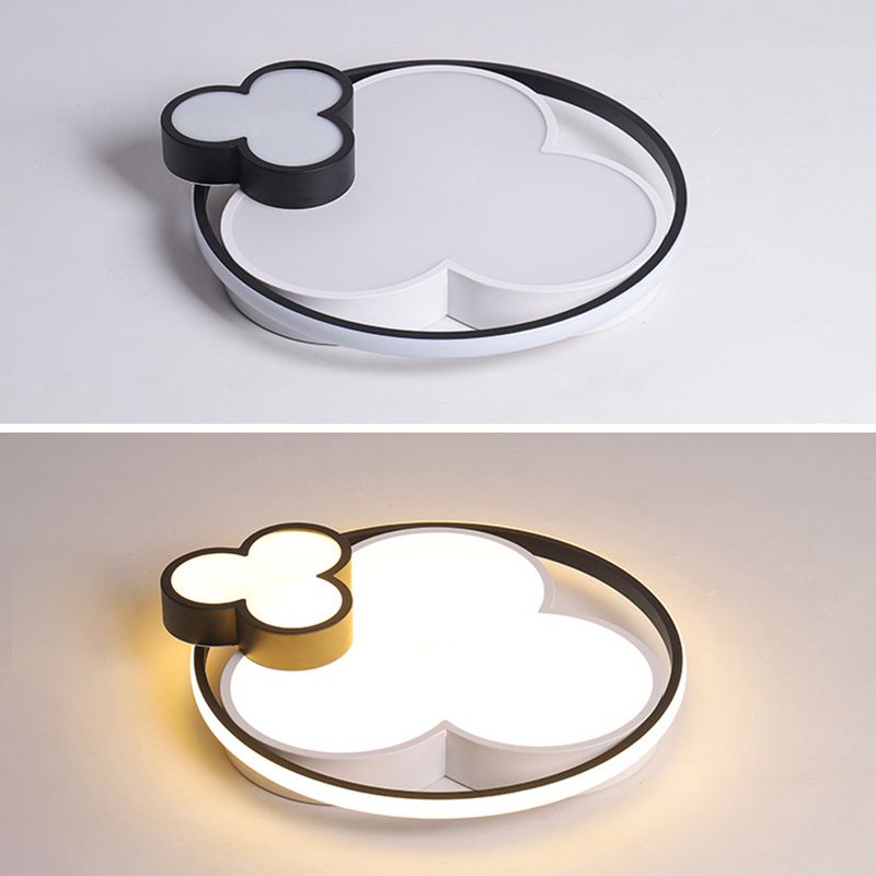 Modern Plum Shaped Flush Light Acrylic Bedroom LED Ceiling Mount Light in Black-White