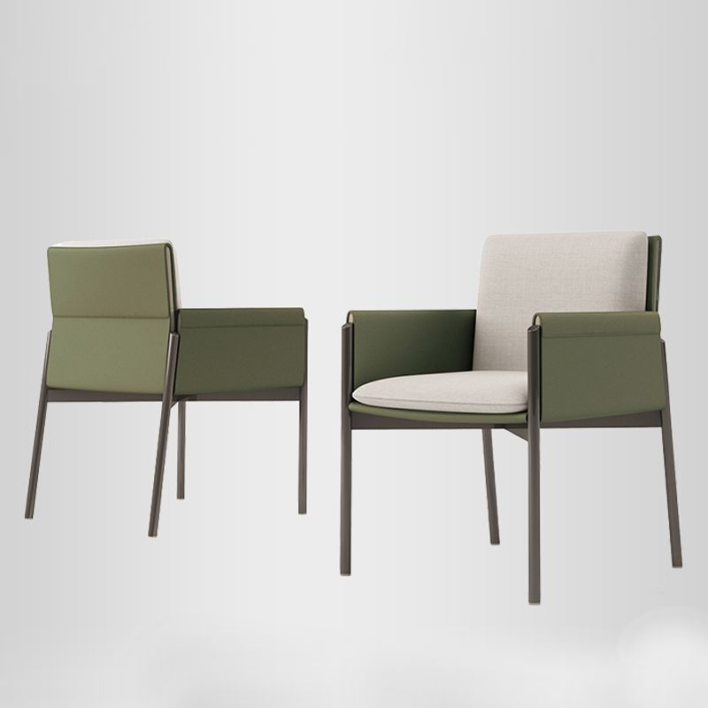 Silla de comedor de tela de lino minimalista, silla individual con brazo trasero sólido para cocina