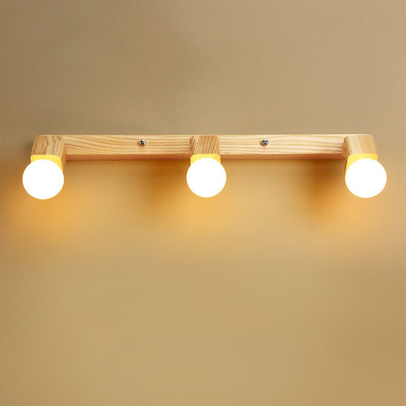 Simplicity Style Bar Wall Lighting Fixture Wooden Bathroom Wall Mounted Light in Beige